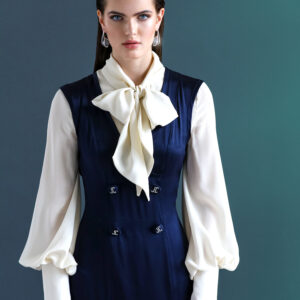 Silk Double Breasted Suit Gown - Image 3